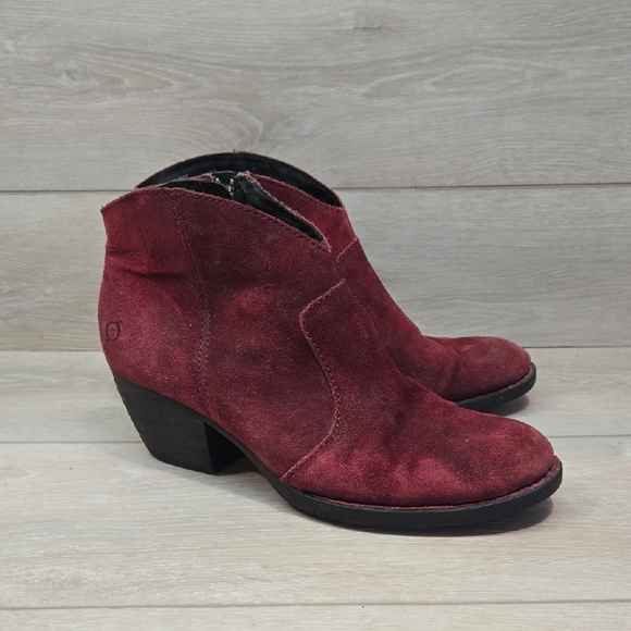 Born Women's Suede Ankle Boots Heels Moto Shoes Sz 10M - Picture 1 of 12
